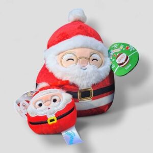 Squishmallows Set Santa Plush Set 8" "NICK" and 3.5" Clip-on “NICK” NWT